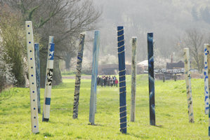 Wood Henge sculpture installation by Laury Dizengremel, students from Belvoir High School and primary schools in Leicestershire - click here for more details