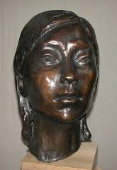 cold cast bronze bust of Chinese Young Woman - also available in bronze metal
