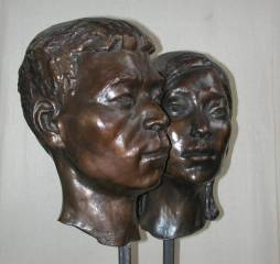 cold cast bronze bust of Chinese Couple - also available in bronze metal