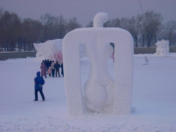 Snow sculpture created by Zhang Yaxi, Bail Yuliang and laury Dizengremel at the snow symposium 2001 in Harbin China
